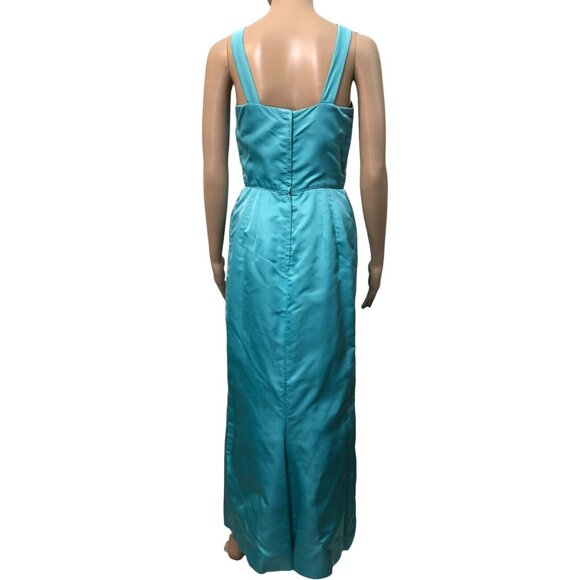 SOLD Vintage 1950s/60s Cyan Blue Maxi Wiggle Dress - Picture 2 of 11